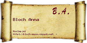 Bloch Anna névjegykártya